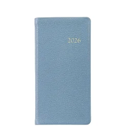 2026 6" Pocket Datebook in Slate Blue Pebble Grain Leather