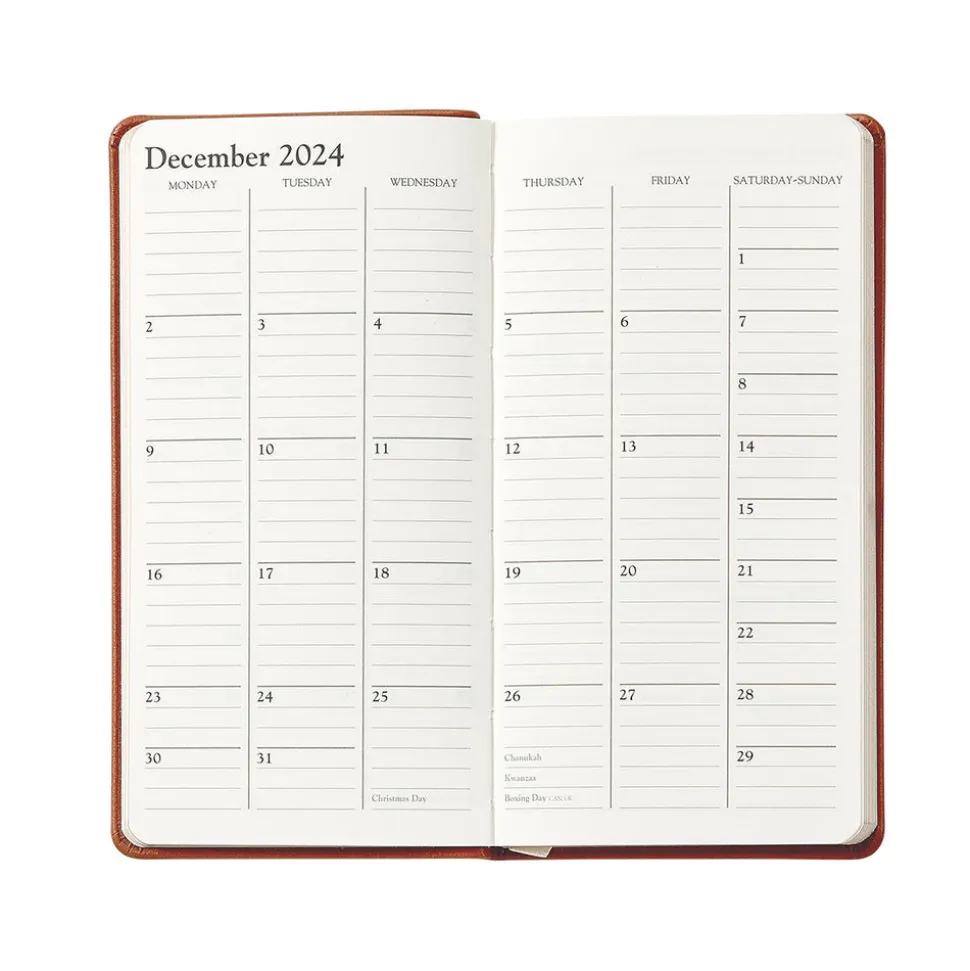 2026 6" Pocket Datebook in Slate Blue Pebble Grain Leather