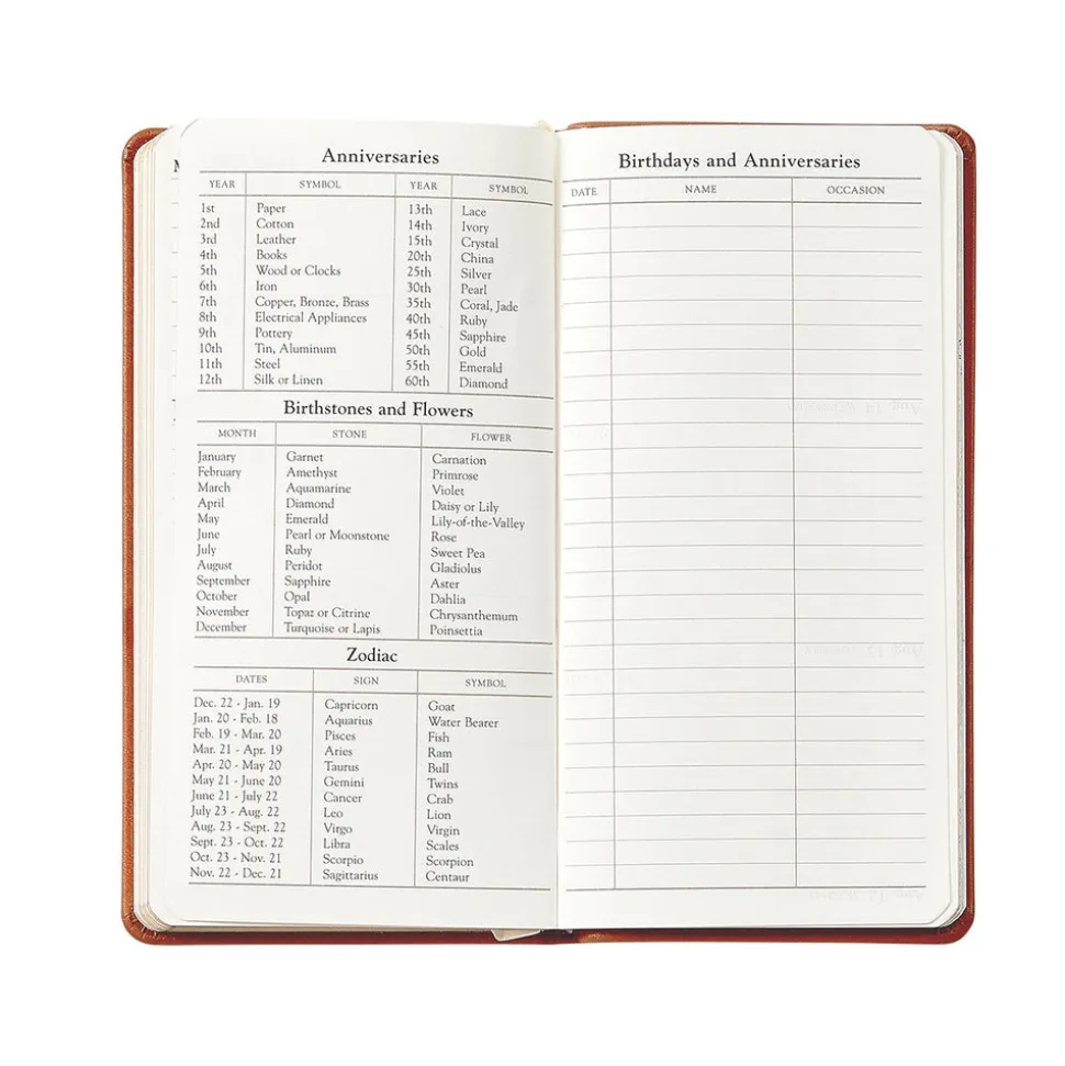 2026 6" Pocket Datebook in Slate Blue Pebble Grain Leather