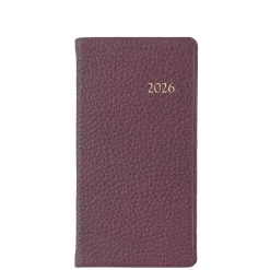 2026 6" Pocket Datebook in Wine Pebble Grain Leather