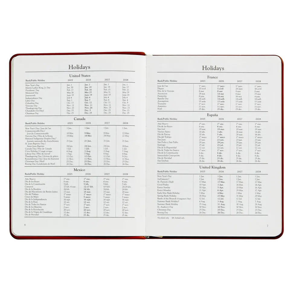 2026 Desk Diary in Brown Leather