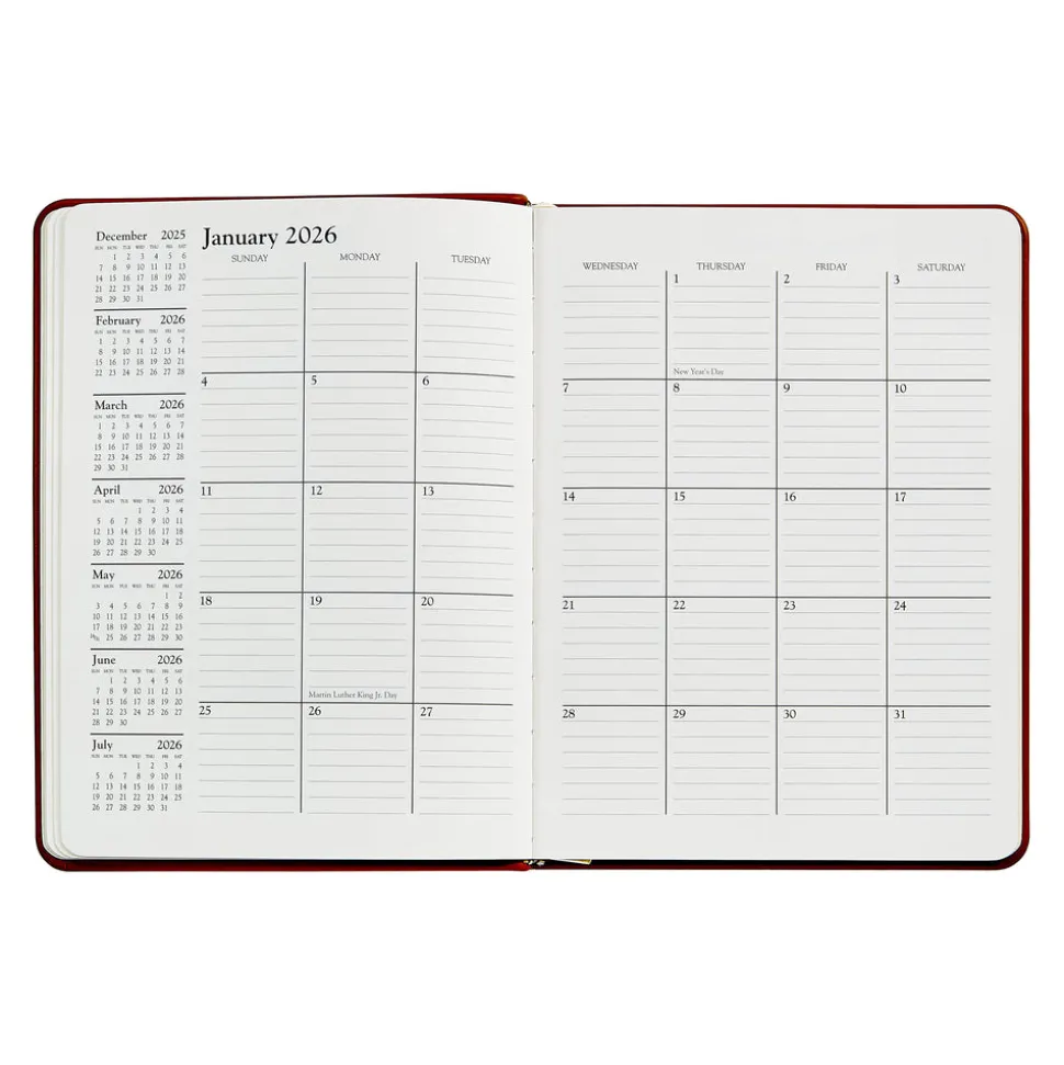2026 Desk Diary in Brown Leather