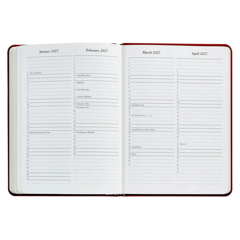 2026 Desk Diary in Brown Leather