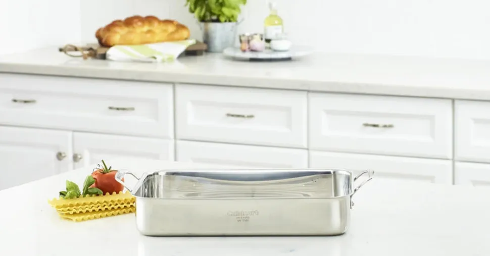 14" Lasagna Pan with Stainless Roasting Rack in Stainless Steel