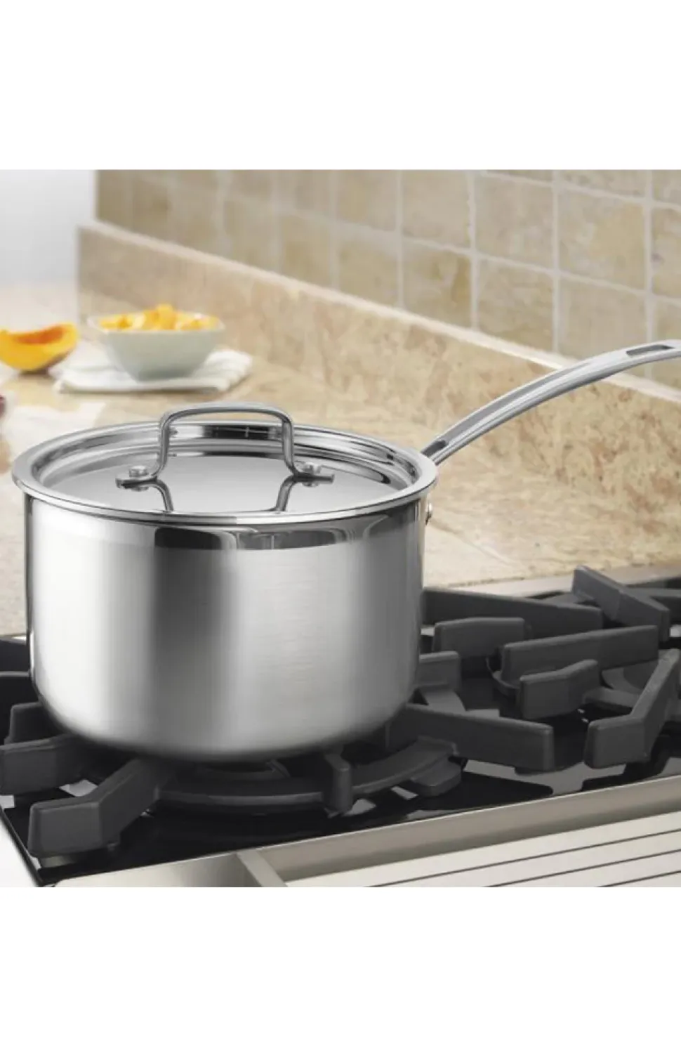 4 Quart Saucepan with Cover in Stainless Steel