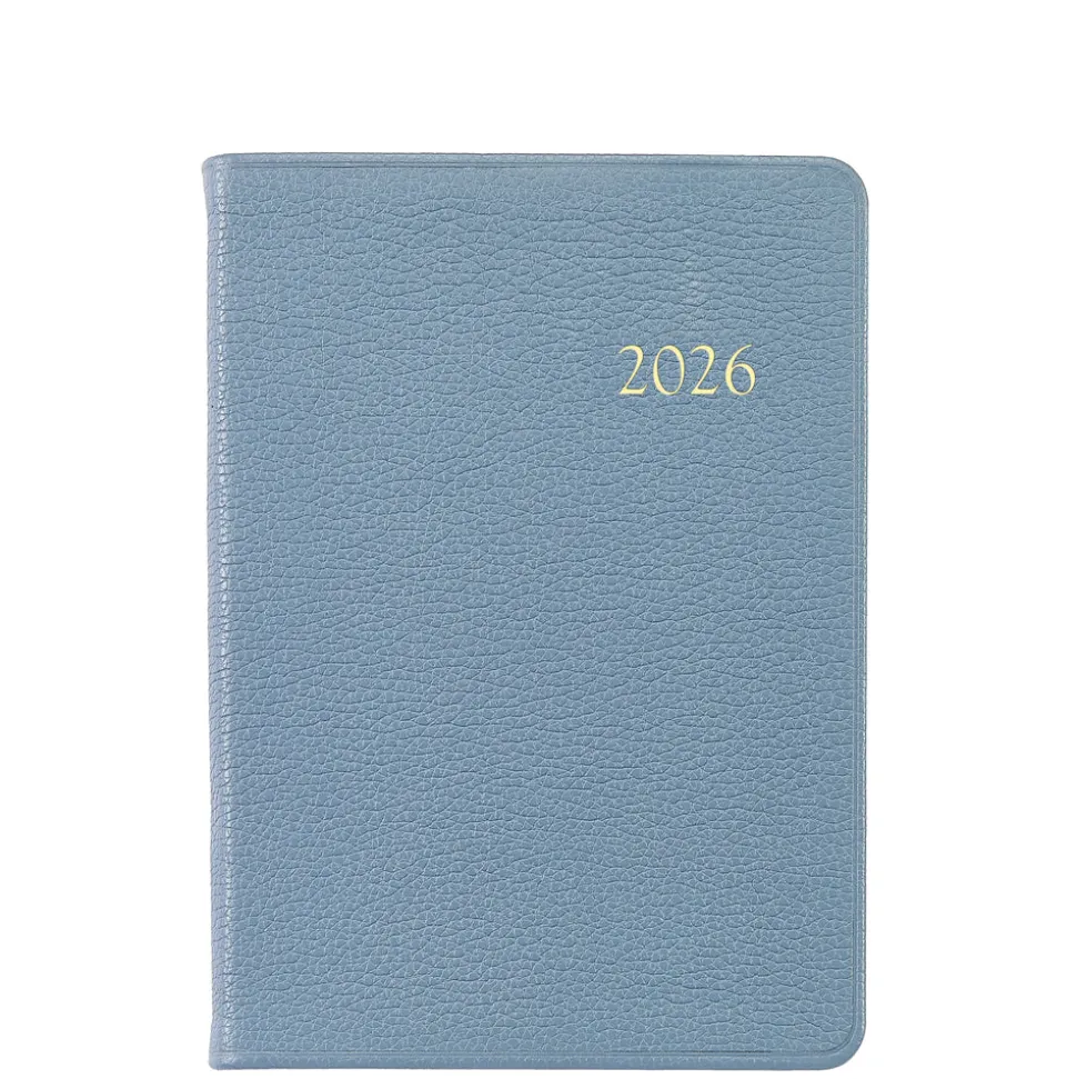 2026 Weekly Notebook in Blue Pebble Grain Leather