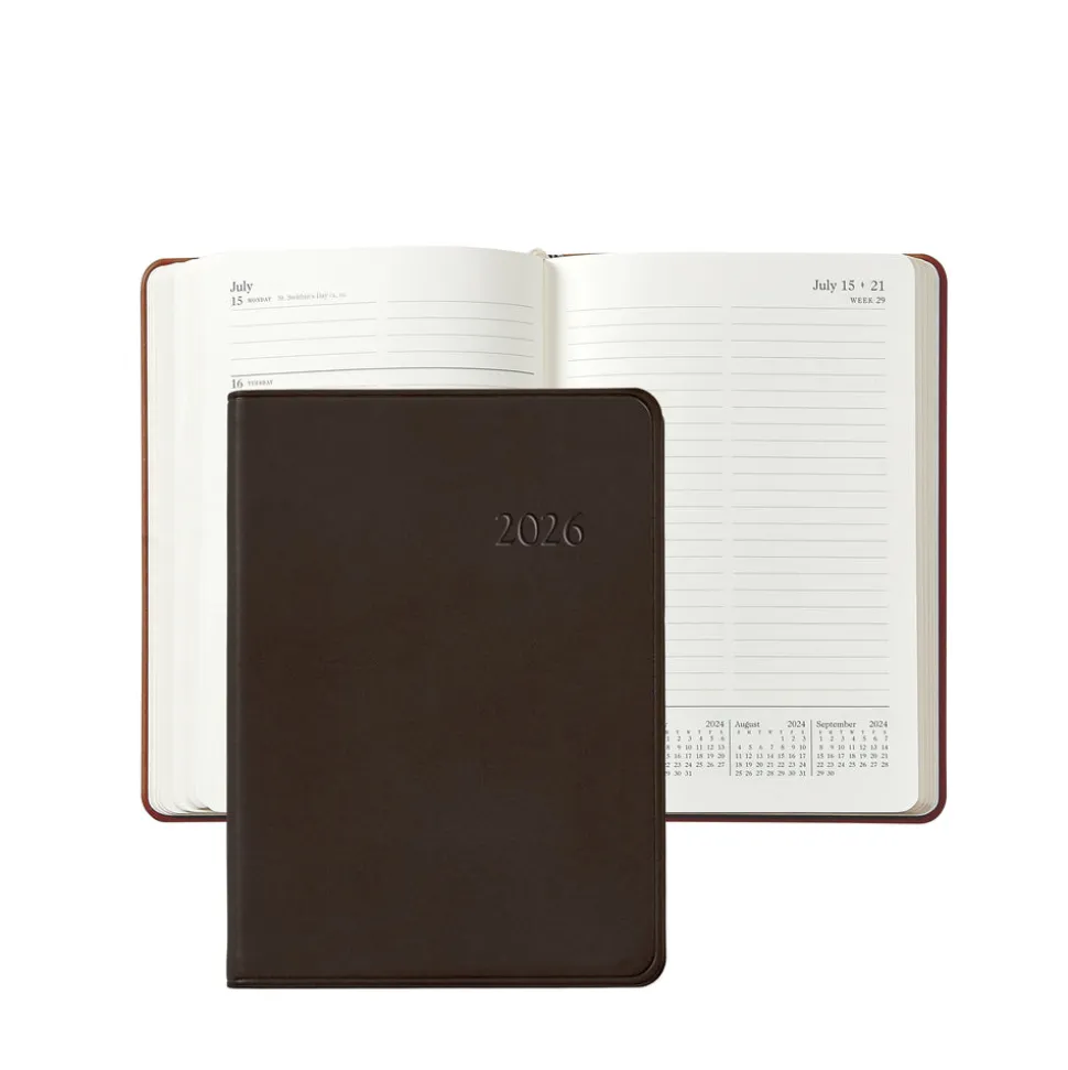 2026 Weekly Notebook in Brown Traditional Leather