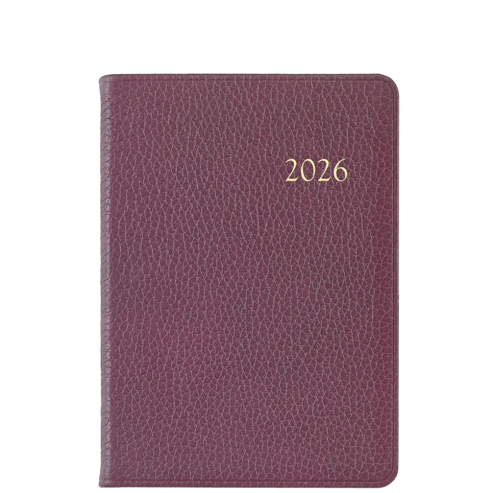 2026 Weekly Notebook in Wine Pebble Grain Leather