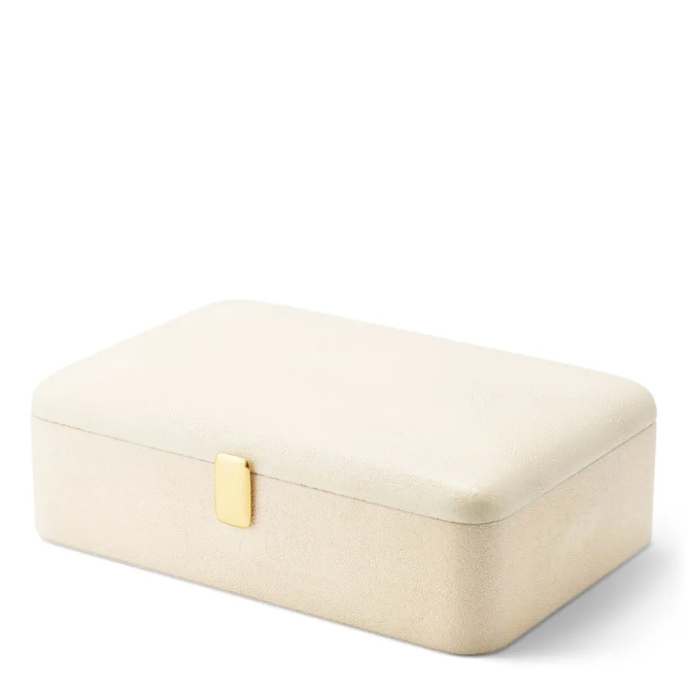 Abella Shagreen Large Jewelry Box in Cream