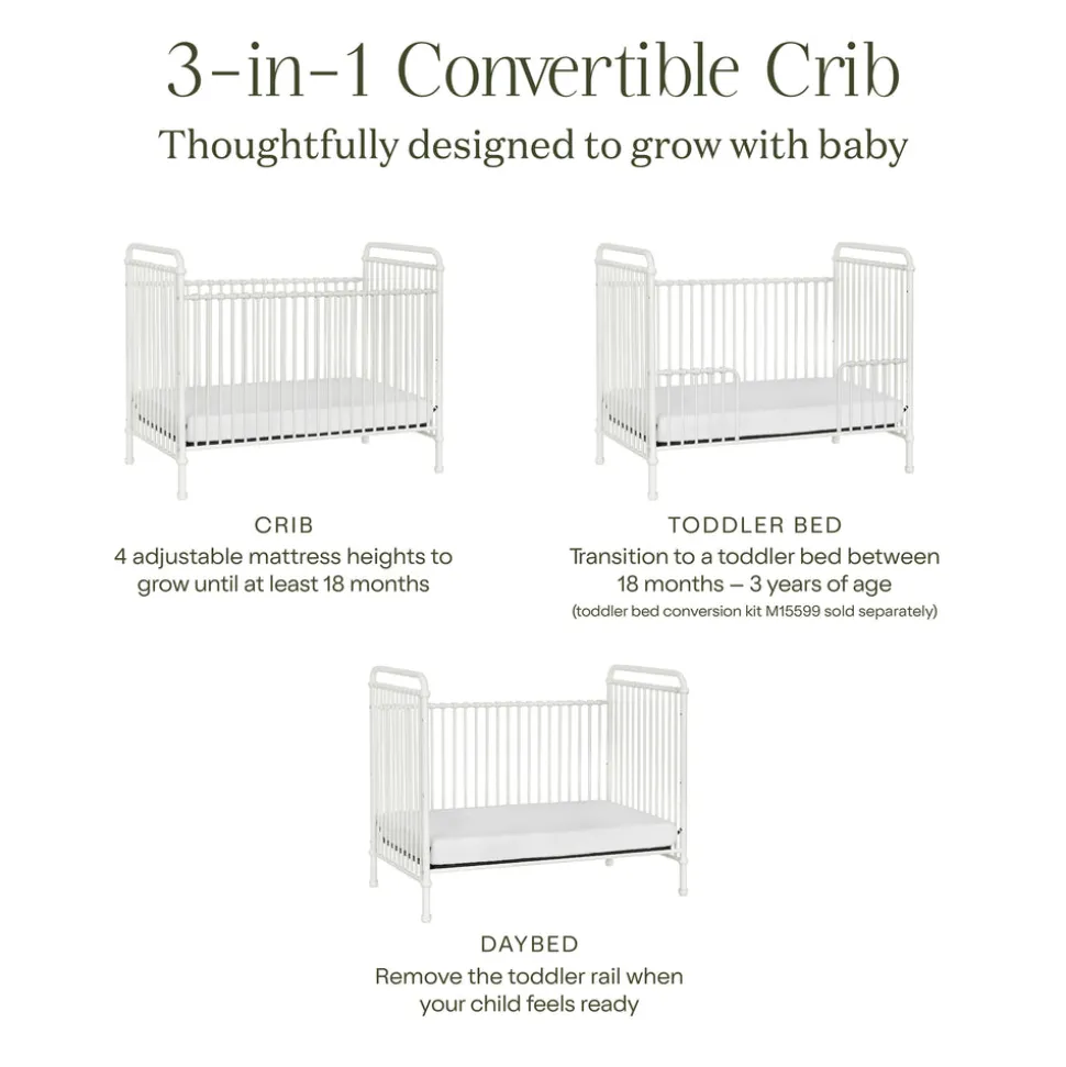 Abigail 3-in-1 Convertible Crib in Washed White