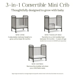 Abigail 3-in-1 Convertible Mini Crib in Vintage Iron