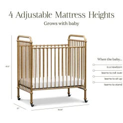 Abigail 3-in-1 Convertible Mini Crib in Vintage Gold