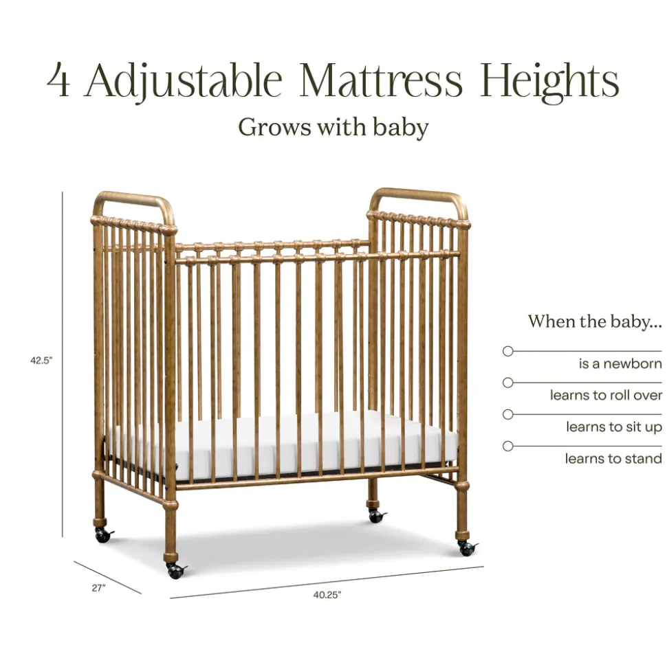 Abigail 3-in-1 Convertible Mini Crib in Vintage Gold