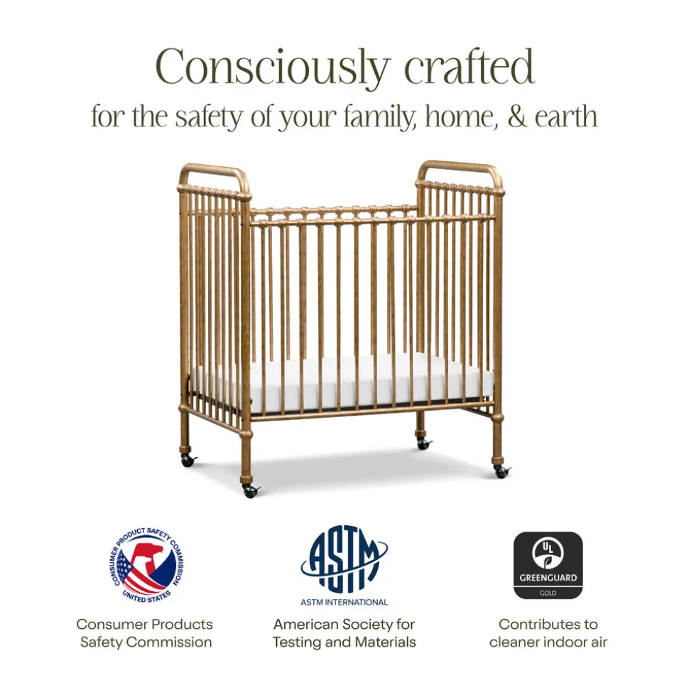 Abigail 3-in-1 Convertible Mini Crib in Vintage Gold