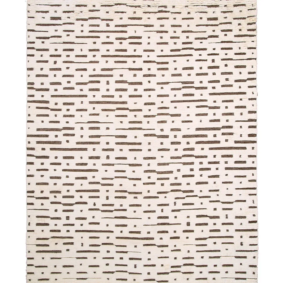 Abstract Ikat Rug in Ivory & Brown