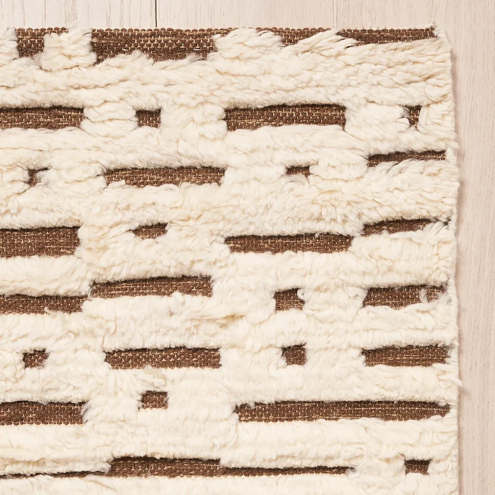 Abstract Ikat Rug in Ivory & Brown