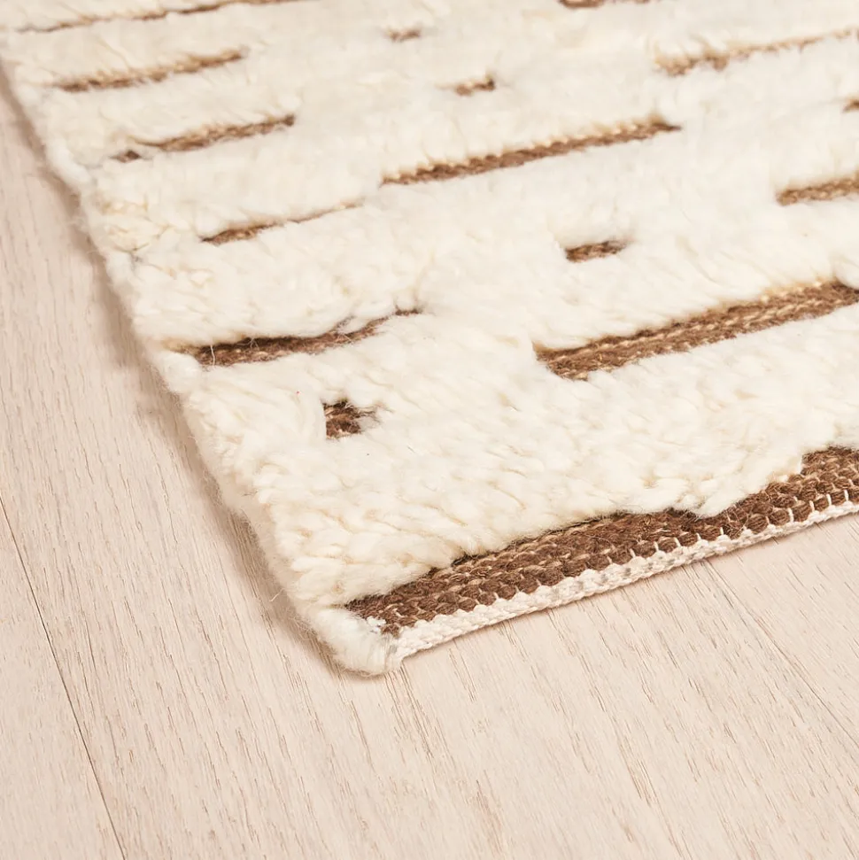 Abstract Ikat Rug in Ivory & Brown