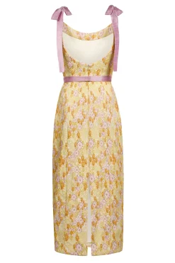 Acacia Belted Daisy Brocade Corset Dress