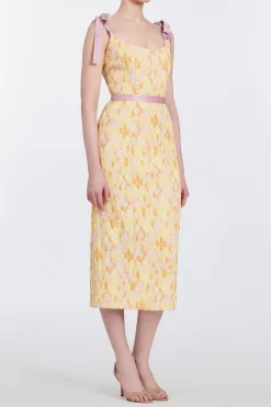 Acacia Belted Daisy Brocade Corset Dress