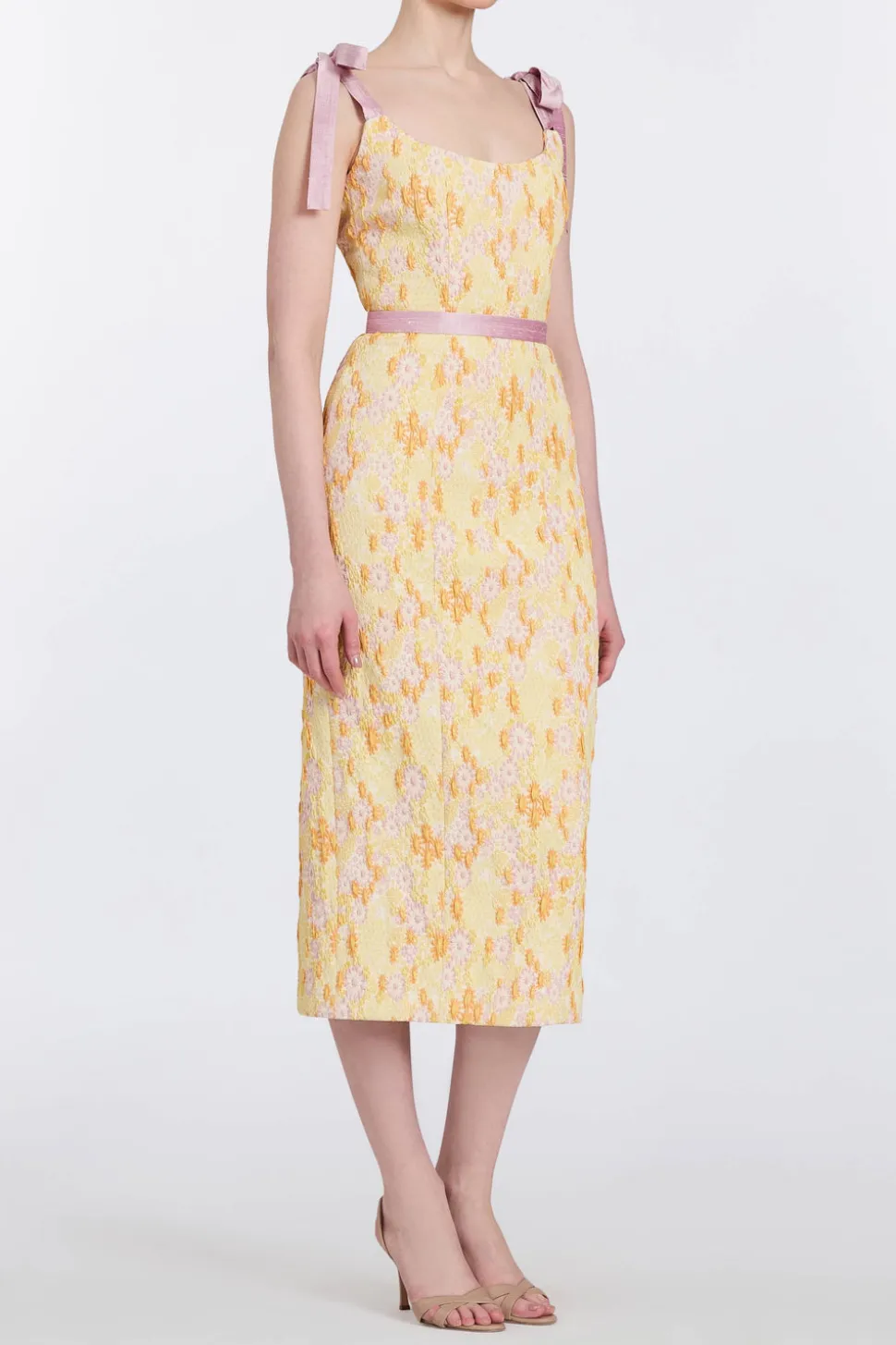 Acacia Belted Daisy Brocade Corset Dress