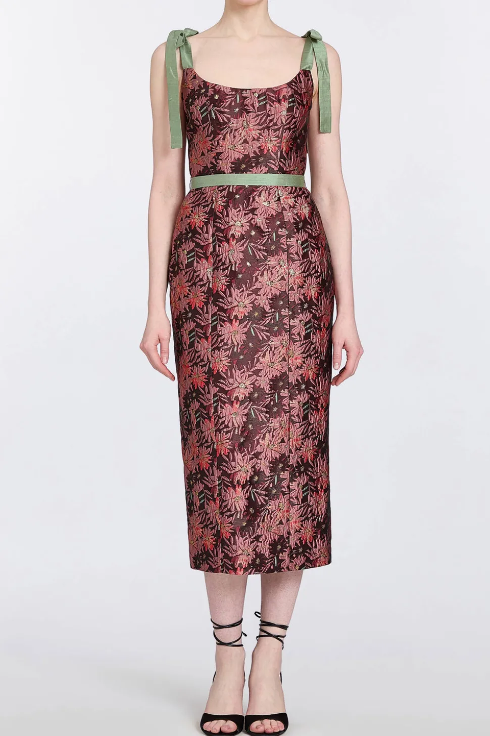 Acacia Burgundy Floral Brocade Corset Dress