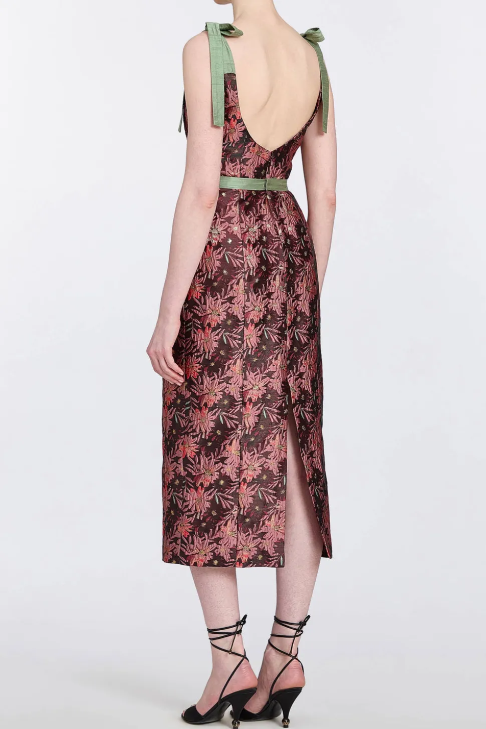 Acacia Burgundy Floral Brocade Corset Dress