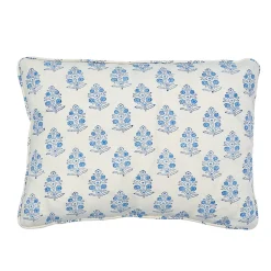 Aditi Block Print Pillow in Blue & White