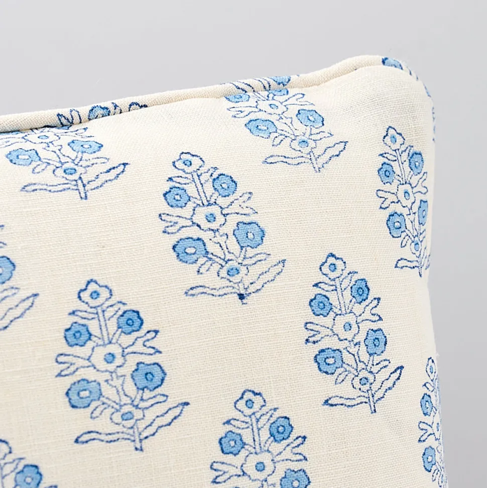 Aditi Block Print Pillow in Blue & White