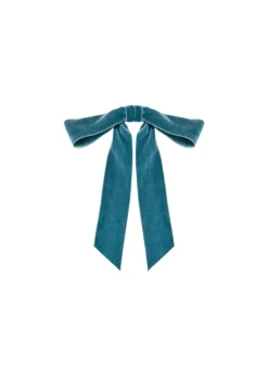 Adley Velvet Bow Barrette in Azul