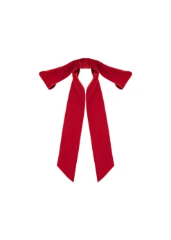 Adley Velvet Bow Barrette in Rouge
