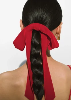 Adley Velvet Bow Barrette in Rouge