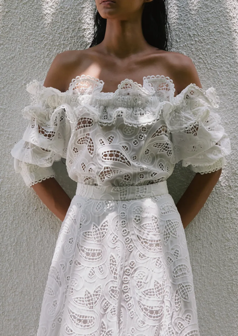 Agave Top In White Eyelet