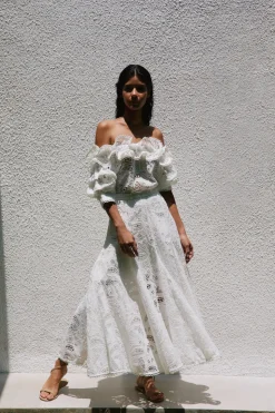 Agave Top In White Eyelet