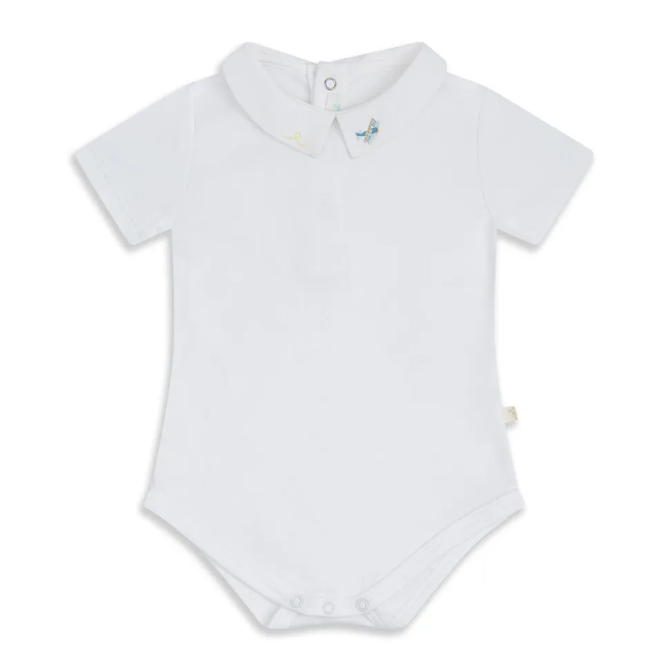 Airplane Embroidered Collar Onesie