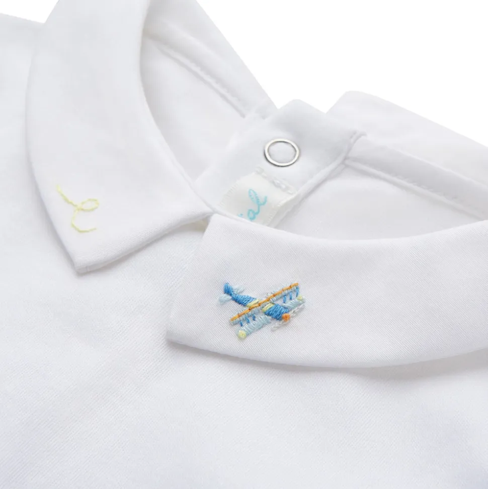 Airplane Embroidered Collar Onesie