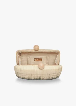 Akna Woven Ombre Straw Clutch Bag in Natural