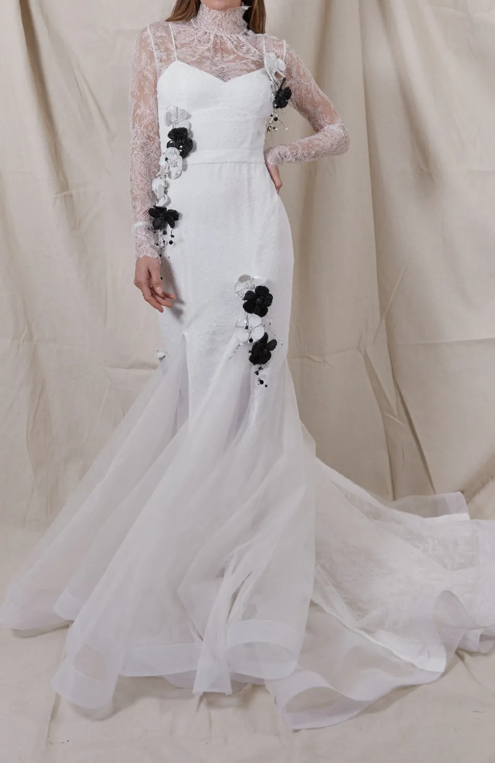 Alexis Lace Gown with Removable Floral Appliques