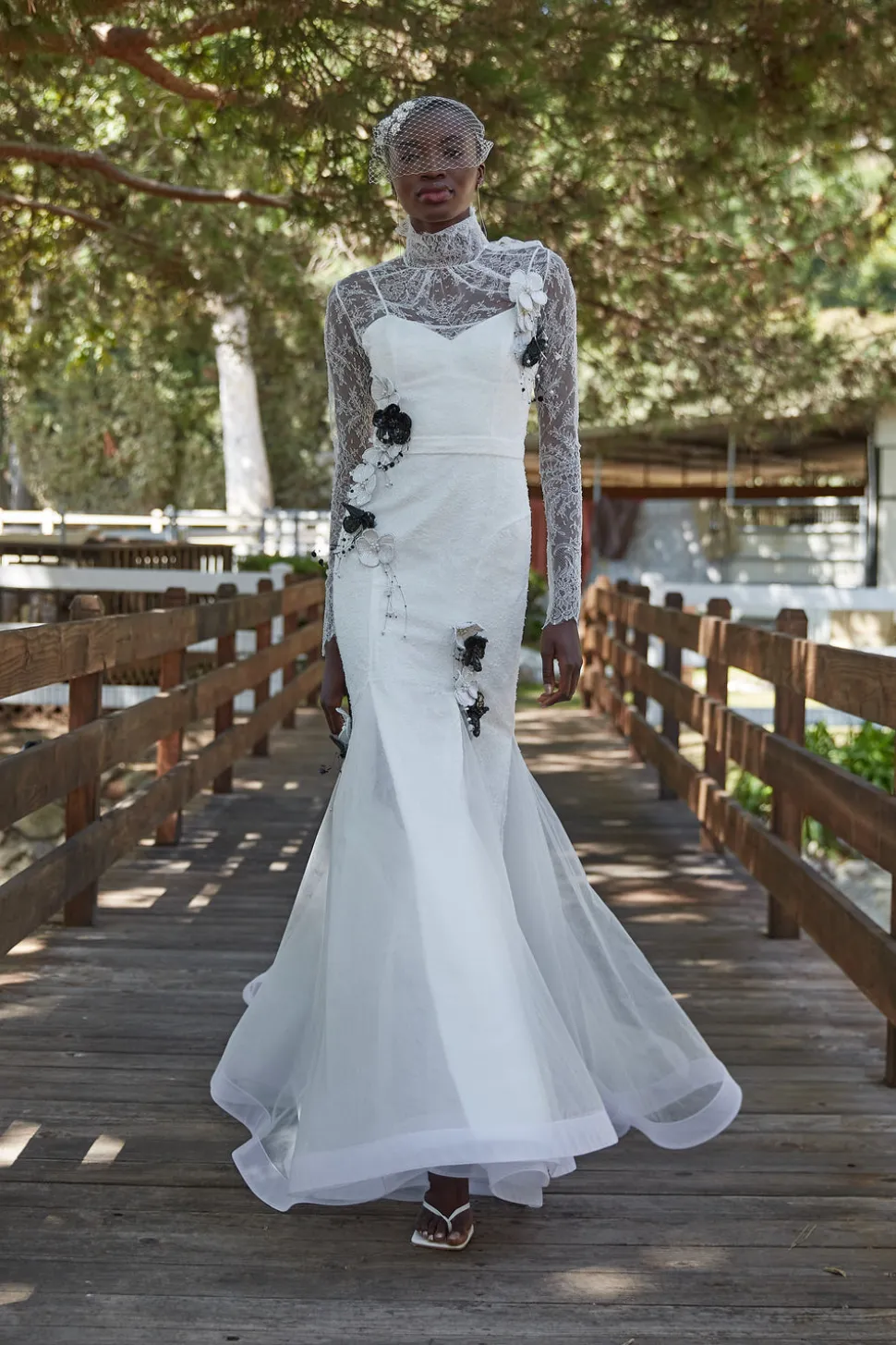 Alexis Lace Gown with Removable Floral Appliques