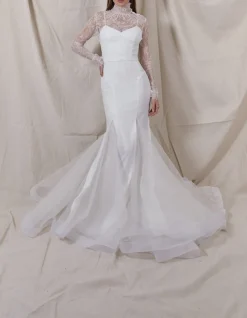 Alexis Lace Gown with Removable Floral Appliques