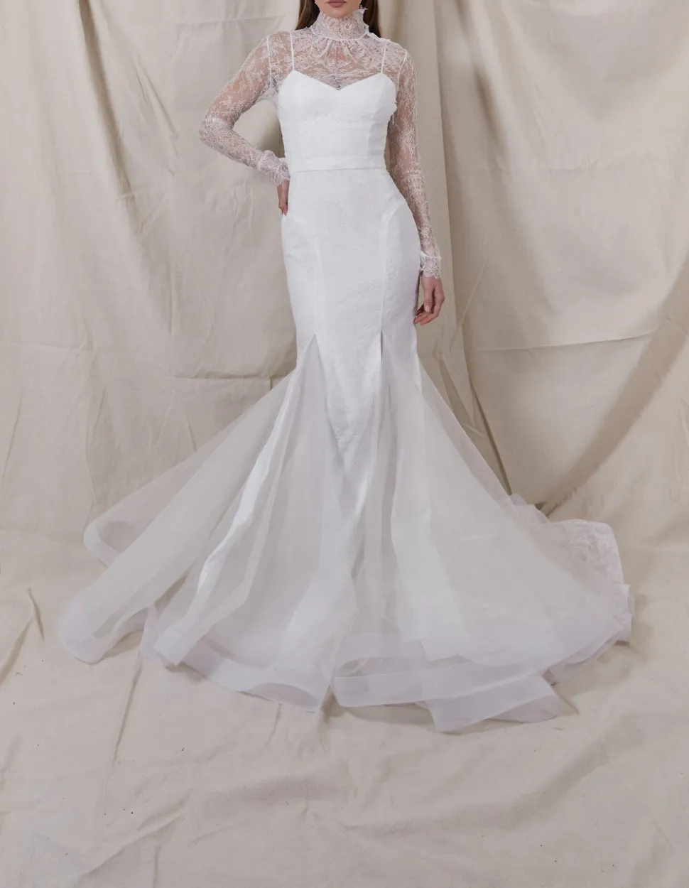 Alexis Lace Gown with Removable Floral Appliques