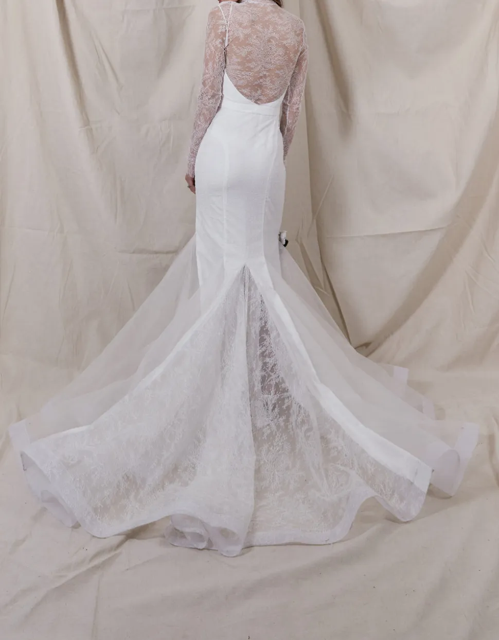 Alexis Lace Gown with Removable Floral Appliques