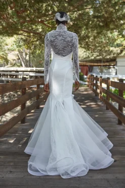 Alexis Lace Gown with Removable Floral Appliques