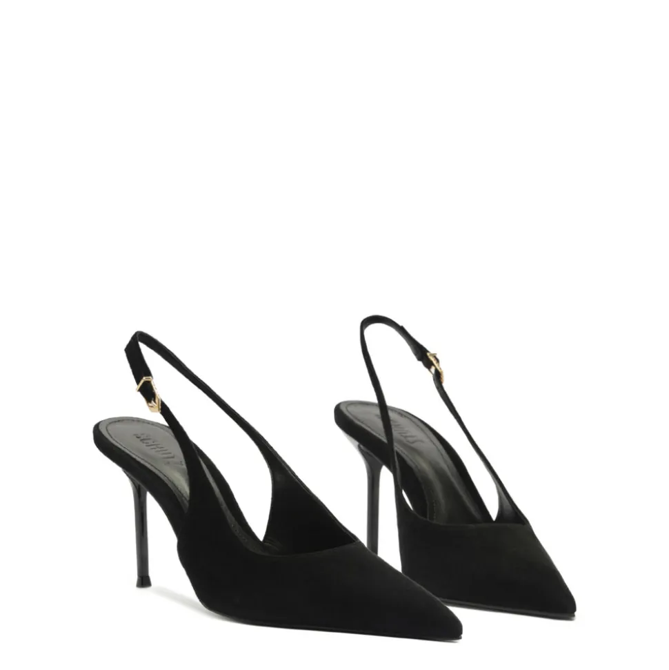 Alicia Sling Suede Pump in Black