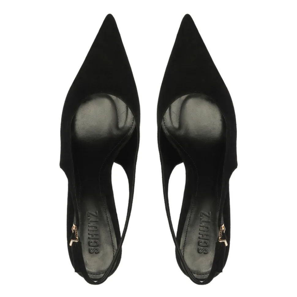 Alicia Sling Suede Pump in Black