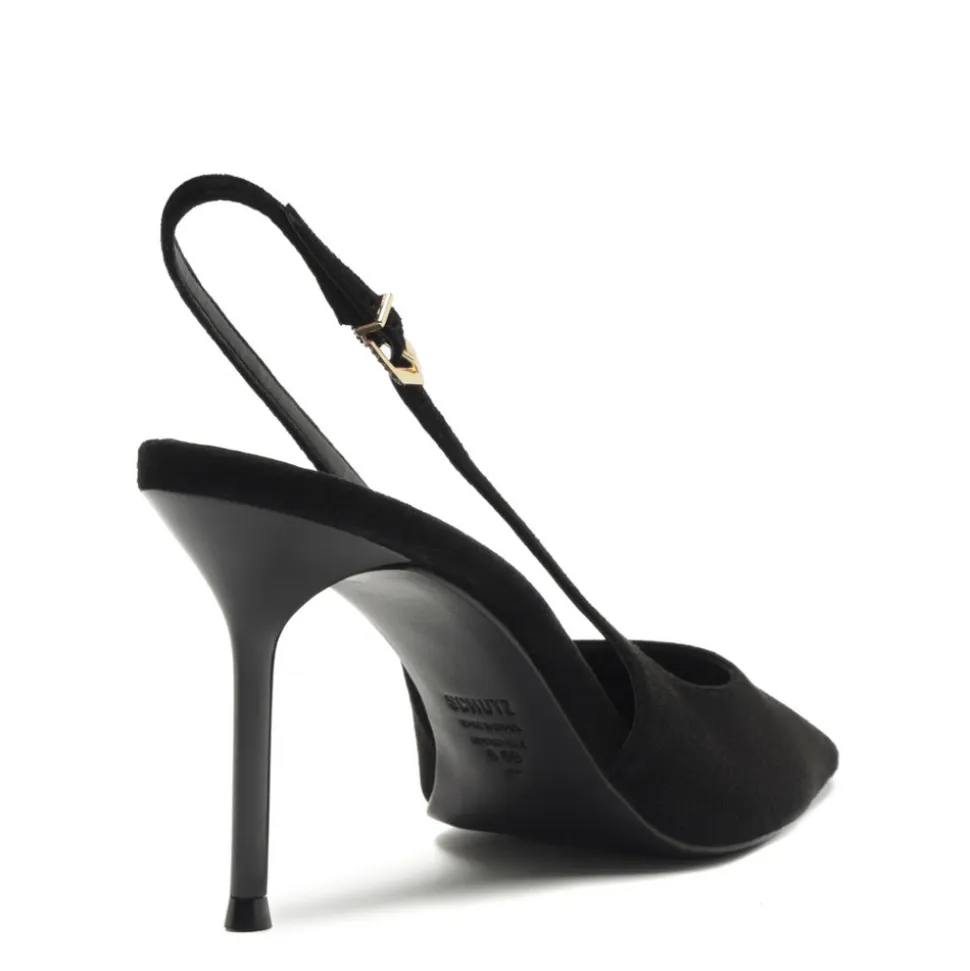 Alicia Sling Suede Pump in Black