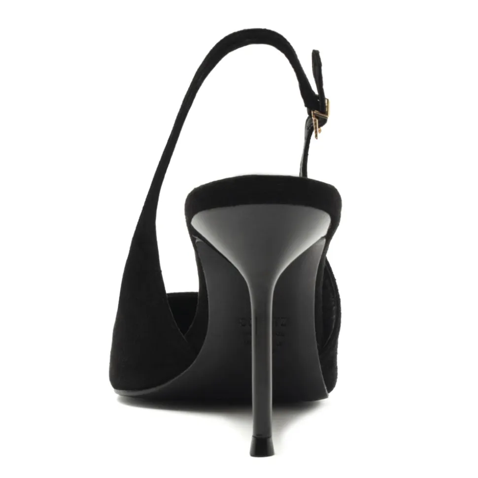 Alicia Sling Suede Pump in Black