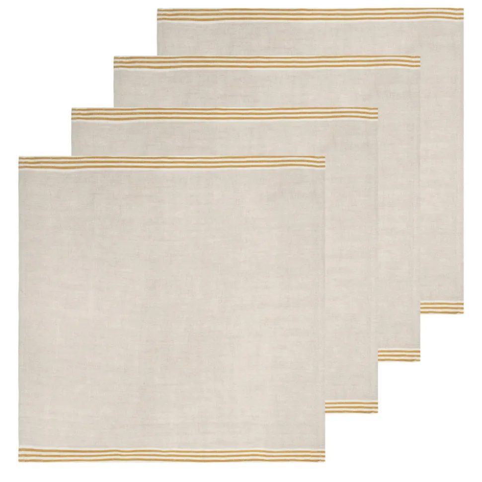 Alsace Natural Napkins in Natural & Mustard, Set of 4