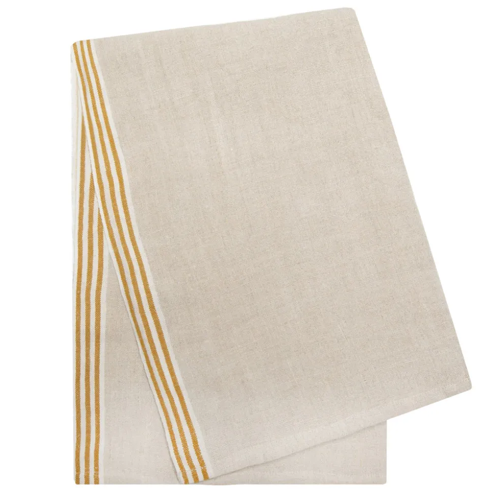 Alsace Natural Tea Towels in Natural & Mustard, Set of 2