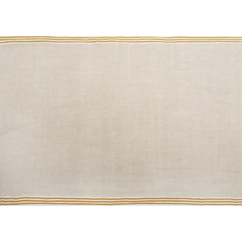 Alsace Natural Tea Towels in Natural & Mustard, Set of 2