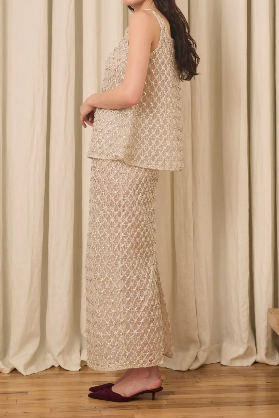 Amah Pencil Skirt in Crystal Lattice